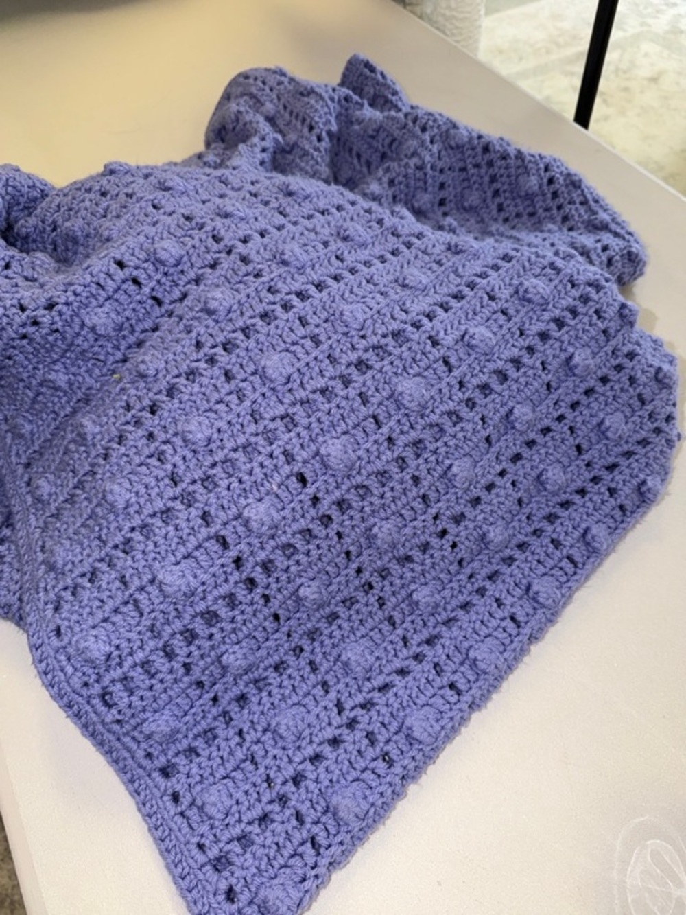 Handmade Crocheted Lavender Throw Blanket
56” by 56”
